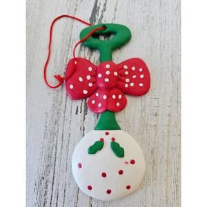 Vintage clay rattle baby ornament first Xmas tree